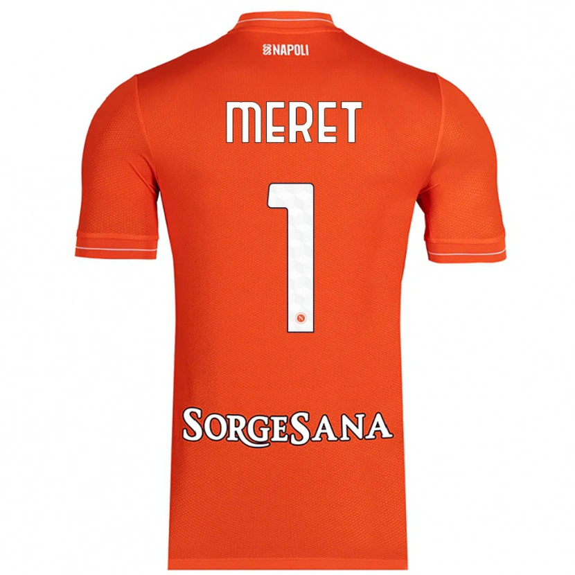 Danxen Niño Camiseta Alex Meret #1 Naranja Rojo Blanco Portero Equipación 2025/26 La Camisa