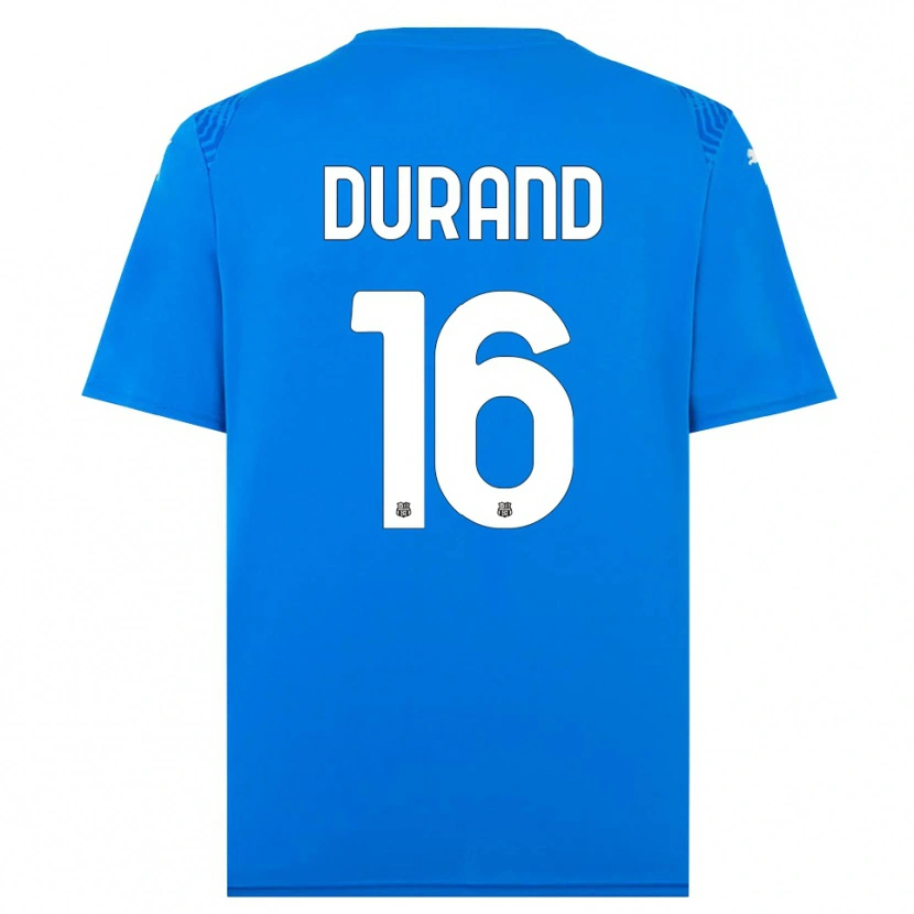 Danxen Niño Camiseta Solène Durand #16 Azul Blanco Portero Equipación 2025/26 La Camisa