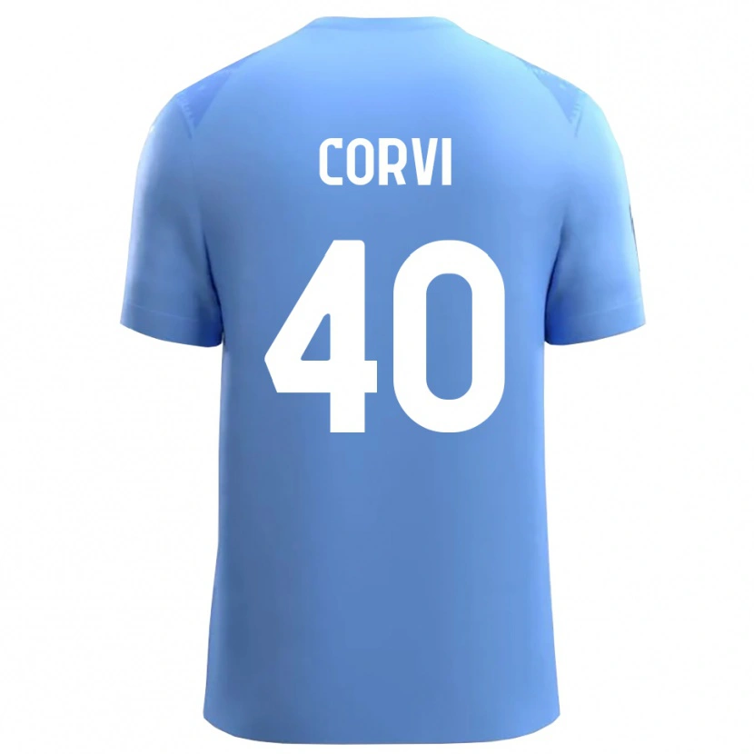 Danxen Niño Camiseta Edoardo Corvi #40 Azul Cielo Blanco Portero Equipación 2025/26 La Camisa