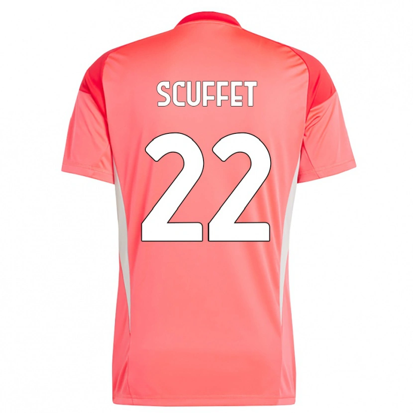 Danxen Niño Camiseta Simone Scuffet #22 Rojo Blanco Portero Equipación 2025/26 La Camisa