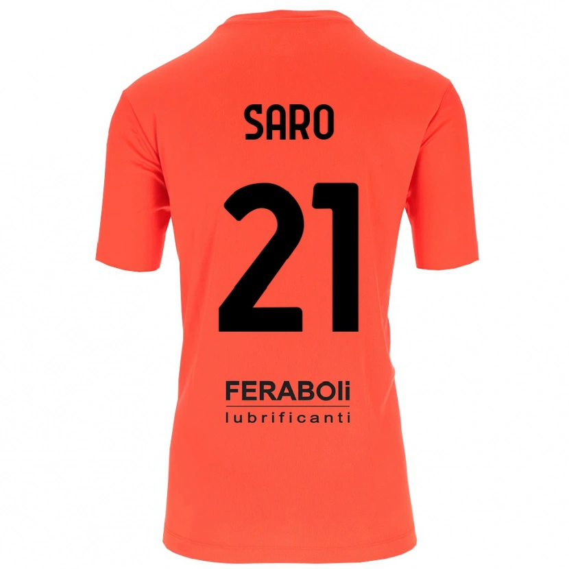 Danxen Niño Camiseta Gianluca Saro #21 Naranja Rojo Negro Portero Equipación 2025/26 La Camisa