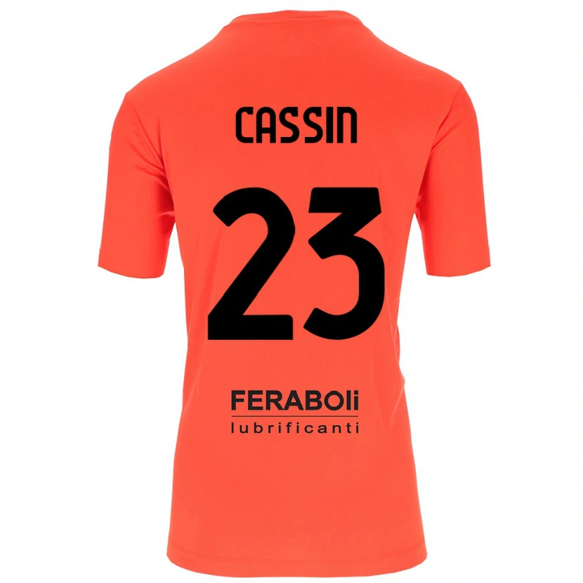 Danxen Niño Camiseta Marco Cassin #23 Naranja Rojo Negro Portero Equipación 2025/26 La Camisa