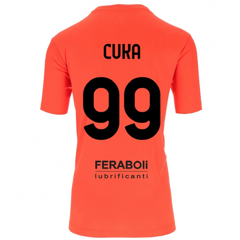 Danxen Niño Camiseta Samuel Cuka #99 Naranja Rojo Negro Portero Equipación 2025/26 La Camisa
