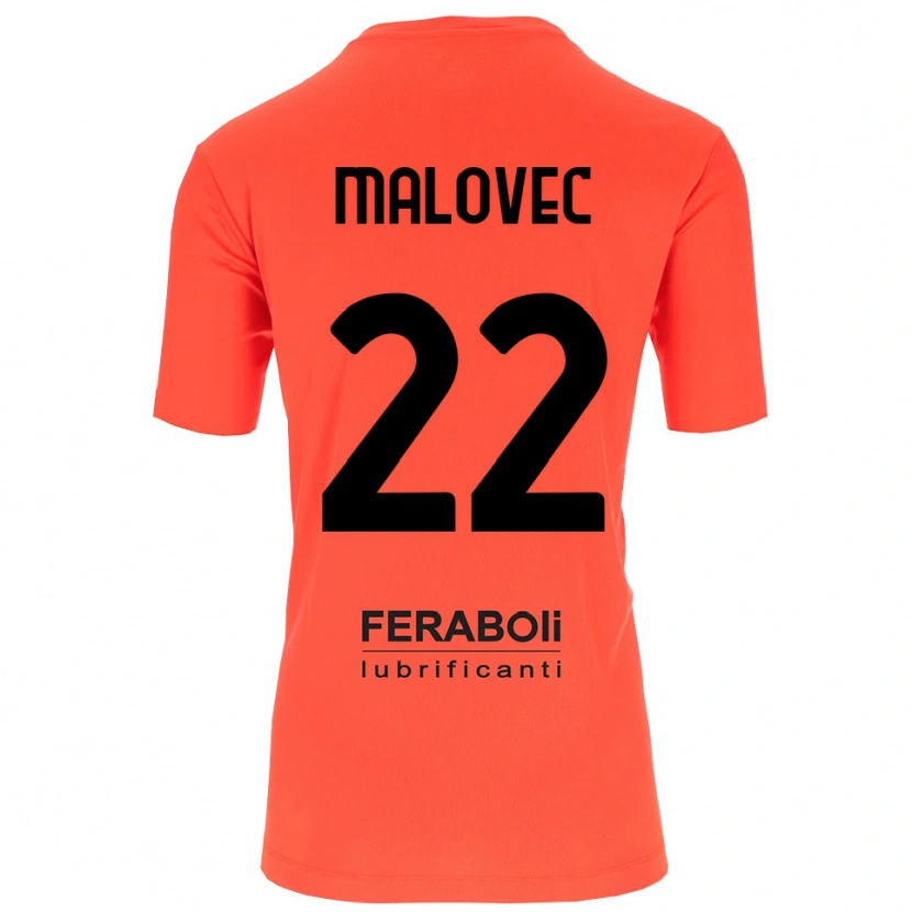 Danxen Niño Camiseta Adrian Malovec #22 Naranja Rojo Negro Portero Equipación 2025/26 La Camisa