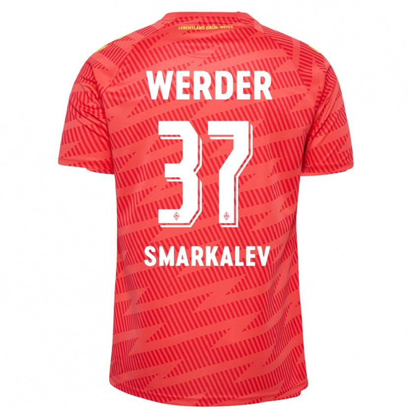 Danxen Niño Camiseta Stefan Smarkalev #37 Rojo Amarillo Portero Equipación 2025/26 La Camisa