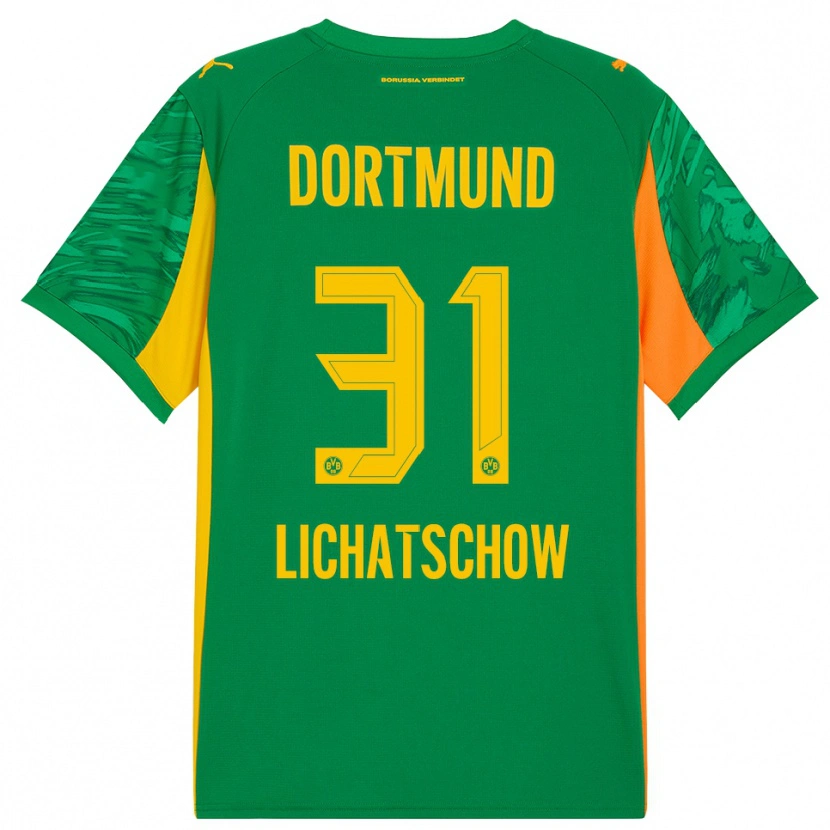 Danxen Niño Camiseta Deniese Lichatschow #31 Verde Naranja Portero Equipación 2025/26 La Camisa
