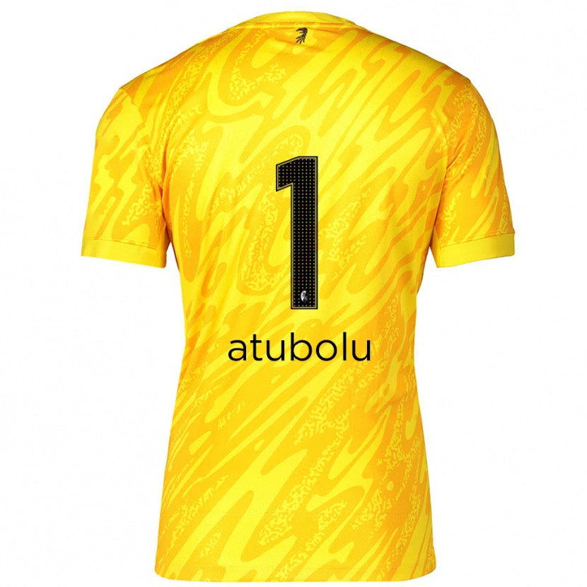 Danxen Niño Camiseta Noah Atubolu #1 Amarillo Negro Portero Equipación 2025/26 La Camisa