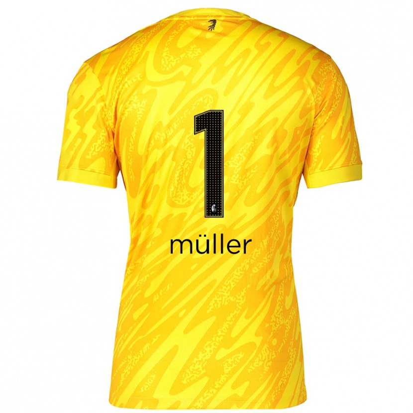 Danxen Niño Camiseta Philipp Müller #1 Amarillo Negro Portero Equipación 2025/26 La Camisa