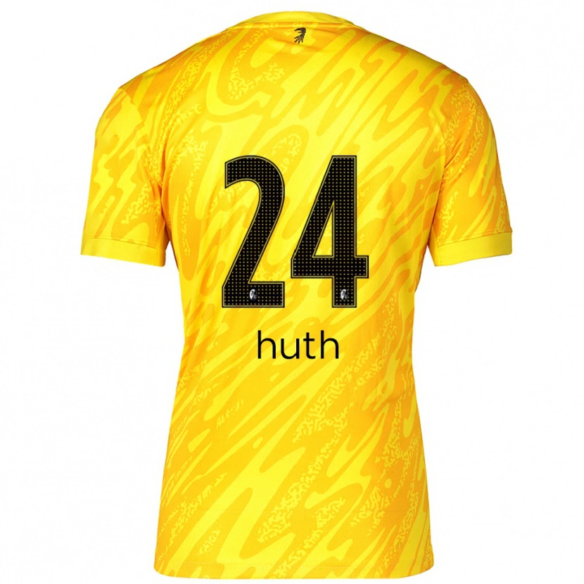 Danxen Niño Camiseta Jannik Huth #24 Amarillo Negro Portero Equipación 2025/26 La Camisa