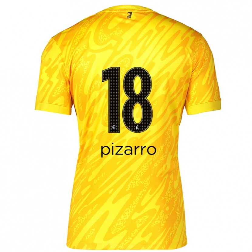Danxen Niño Camiseta Théodore Pizarro #18 Amarillo Negro Portero Equipación 2025/26 La Camisa