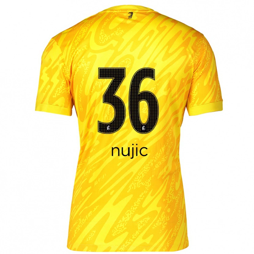 Danxen Niño Camiseta Luka Nujic #36 Amarillo Negro Portero Equipación 2025/26 La Camisa