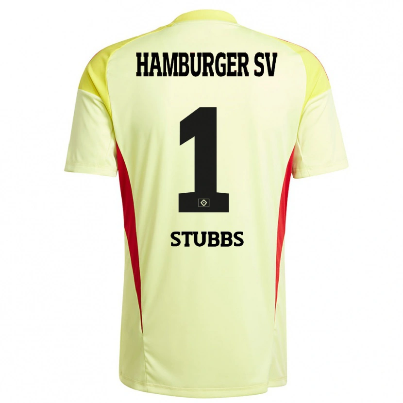 Danxen Niño Camiseta James Stubbs #1 Amarillo Negro Rojo Portero Equipación 2025/26 La Camisa