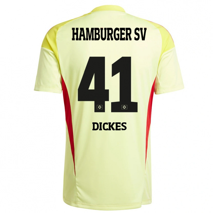 Danxen Niño Camiseta Fernando Dickes #41 Amarillo Negro Rojo Portero Equipación 2025/26 La Camisa