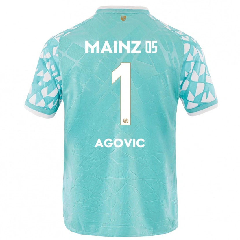 Danxen Niño Camiseta Daris Agovic #1 Blanco Turquesa Portero Equipación 2025/26 La Camisa