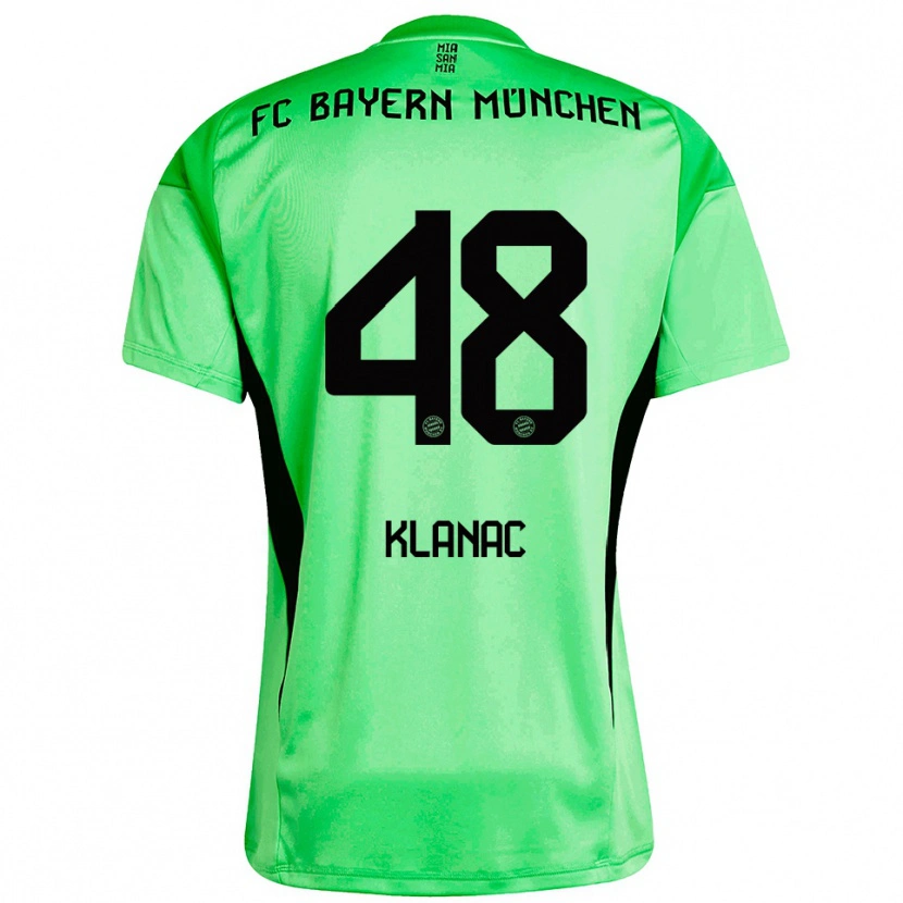 Danxen Niño Camiseta Leon Klanac #48 Verde Primavera Medio Portero Equipación 2025/26 La Camisa