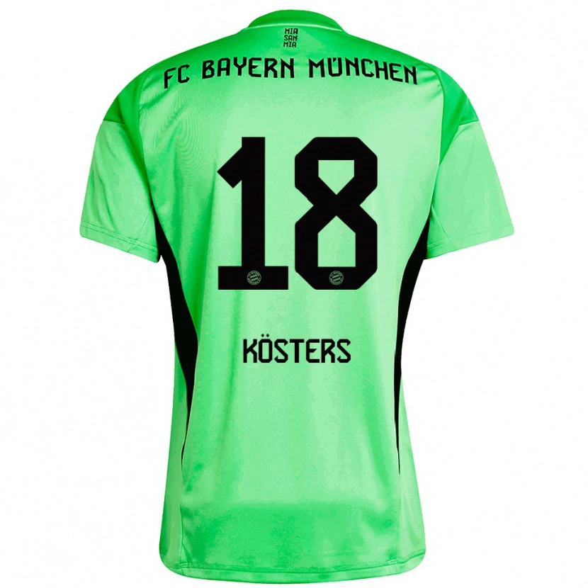 Danxen Niño Camiseta Matthias Kösters #18 Verde Primavera Medio Portero Equipación 2025/26 La Camisa