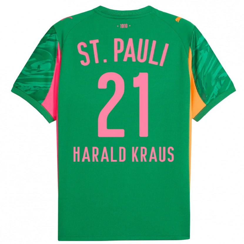 Danxen Niño Camiseta Stefan Harald Kraus #21 Verde Naranja Rosa Portero Equipación 2025/26 La Camisa