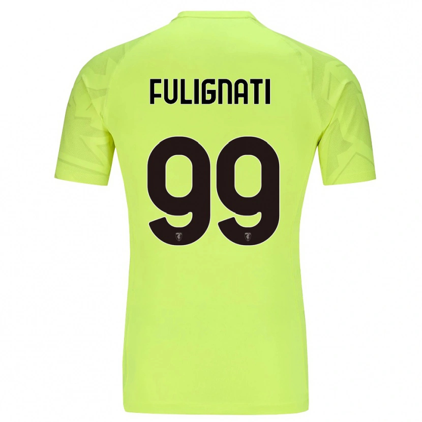Danxen Niño Camiseta Andrea Fulignati #99 Verde Fluorescente Portero Equipación 2025/26 La Camisa
