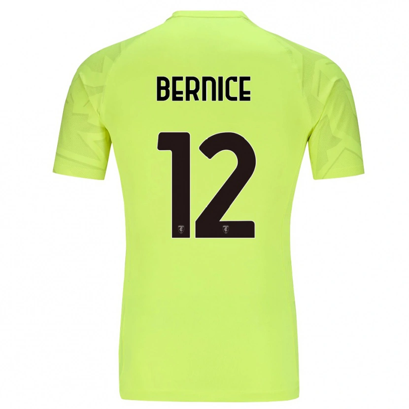 Danxen Niño Camiseta Matteo Bernice #12 Verde Fluorescente Portero Equipación 2025/26 La Camisa