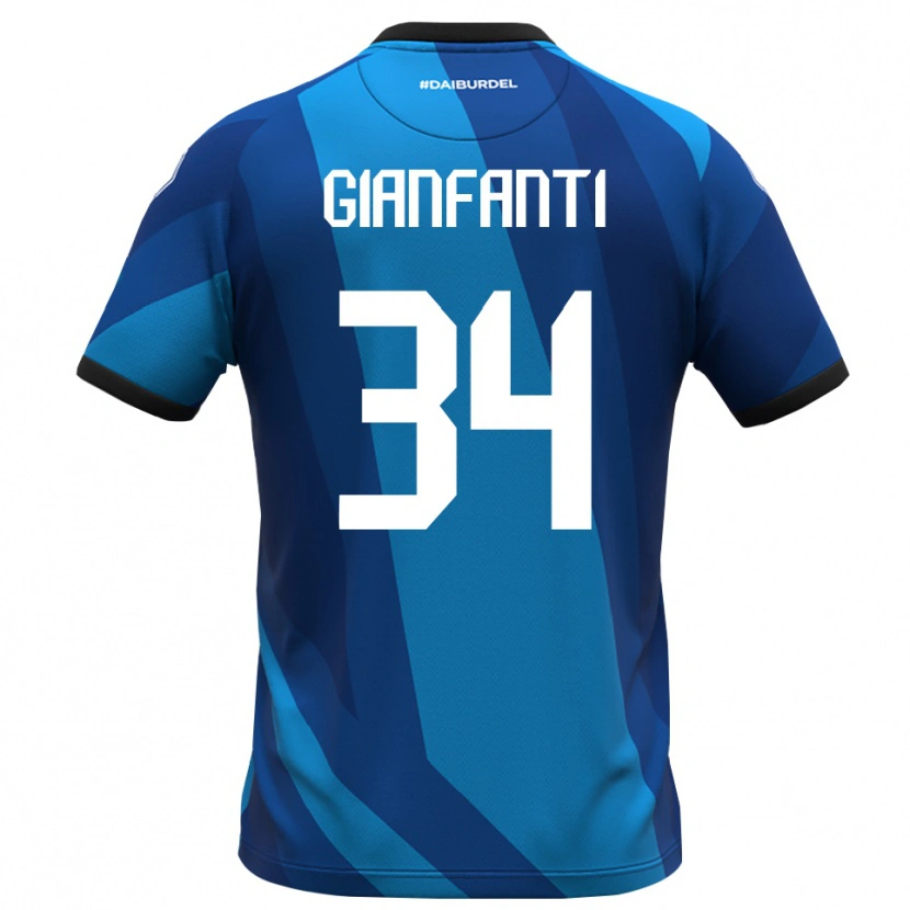 Danxen Niño Camiseta Simone Gianfanti #34 Azul Real Naranja Portero Equipación 2025/26 La Camisa