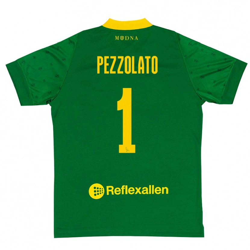 Danxen Niño Camiseta Michele Pezzolato #1 Verde Amarillo Portero Equipación 2025/26 La Camisa