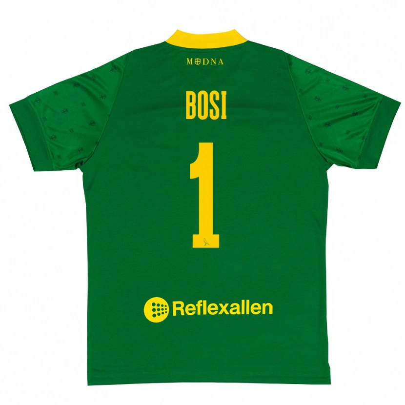 Danxen Niño Camiseta Matteo Bosi #1 Verde Amarillo Portero Equipación 2025/26 La Camisa