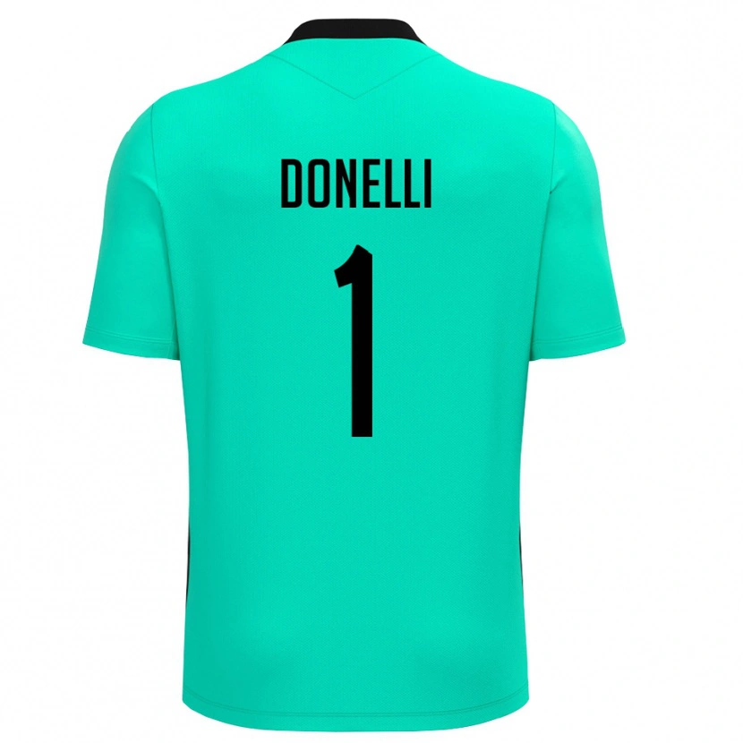 Danxen Niño Camiseta Matteo Donelli #1 Turquesa Negro Portero Equipación 2025/26 La Camisa