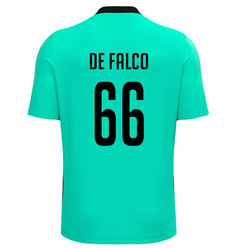Danxen Niño Camiseta Cristian De Falco #66 Turquesa Negro Portero Equipación 2025/26 La Camisa