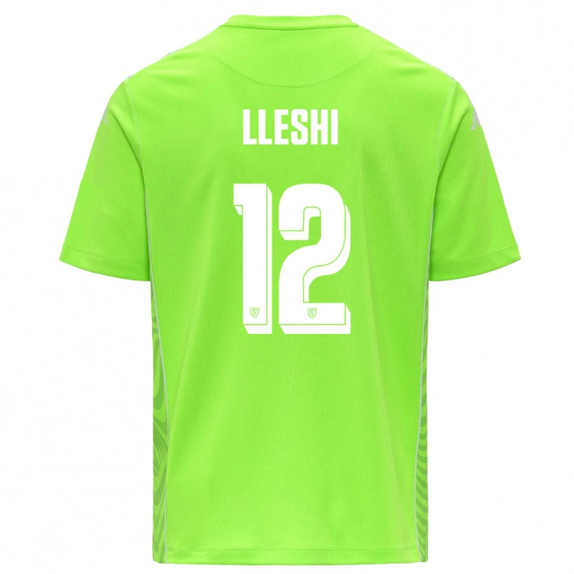 Danxen Niño Camiseta Leonardo Lleshi #12 Verde Césped Blanco Portero Equipación 2025/26 La Camisa