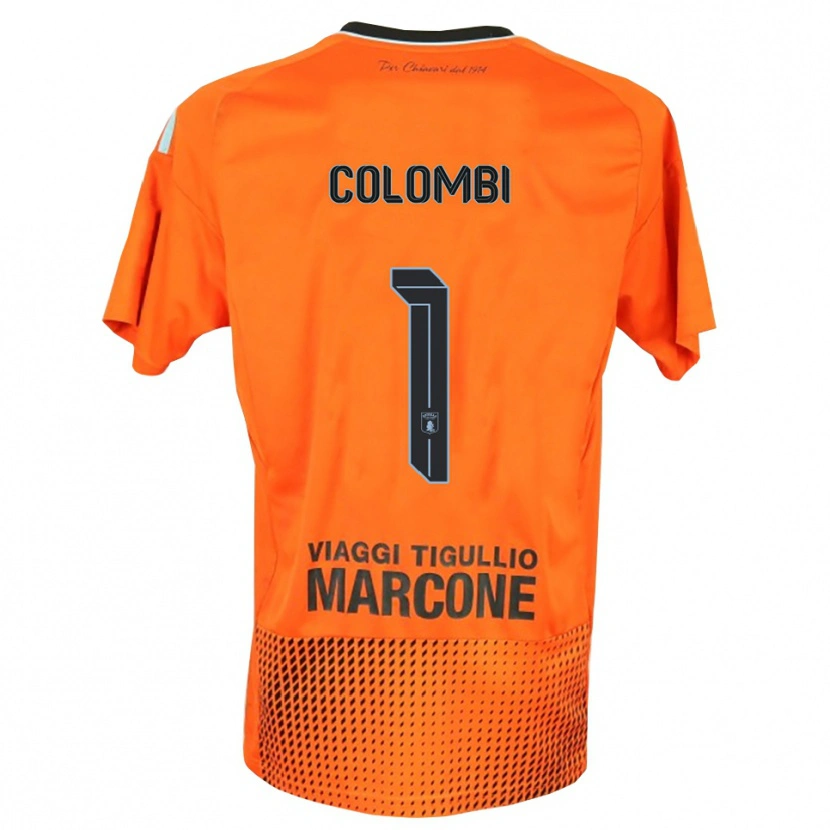 Danxen Niño Camiseta Simone Colombi #1 Naranja Oscuro Azul Portero Equipación 2025/26 La Camisa