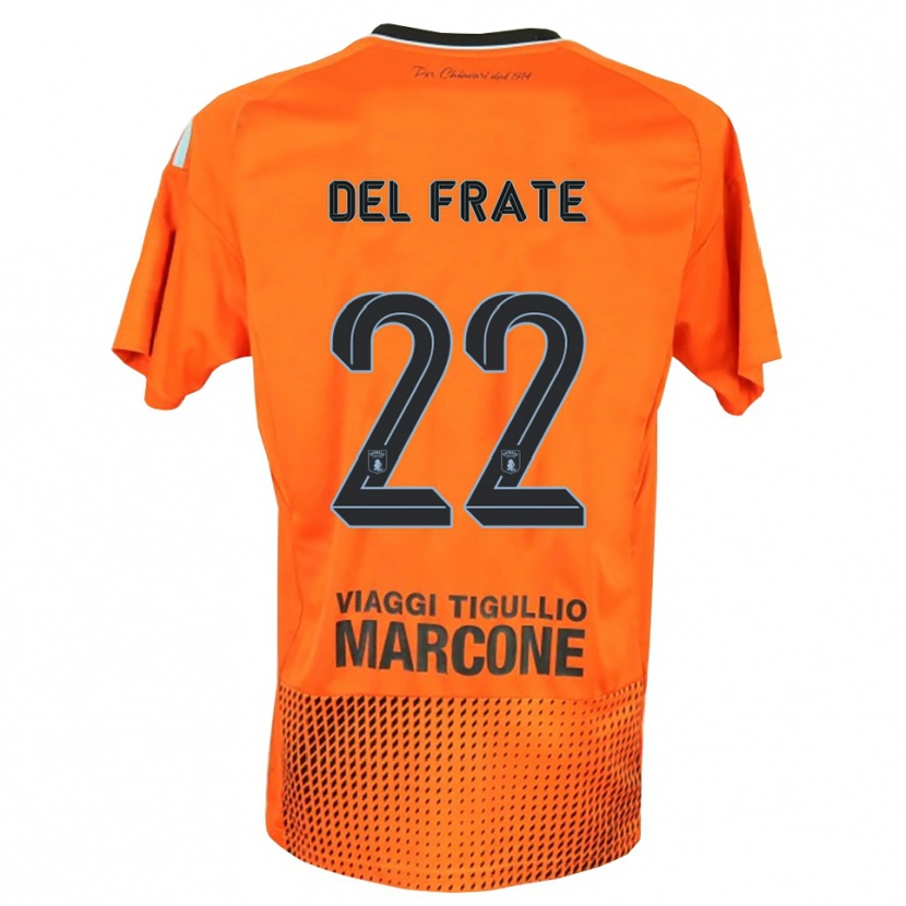 Danxen Niño Camiseta Federico Del Frate #22 Naranja Oscuro Azul Portero Equipación 2025/26 La Camisa