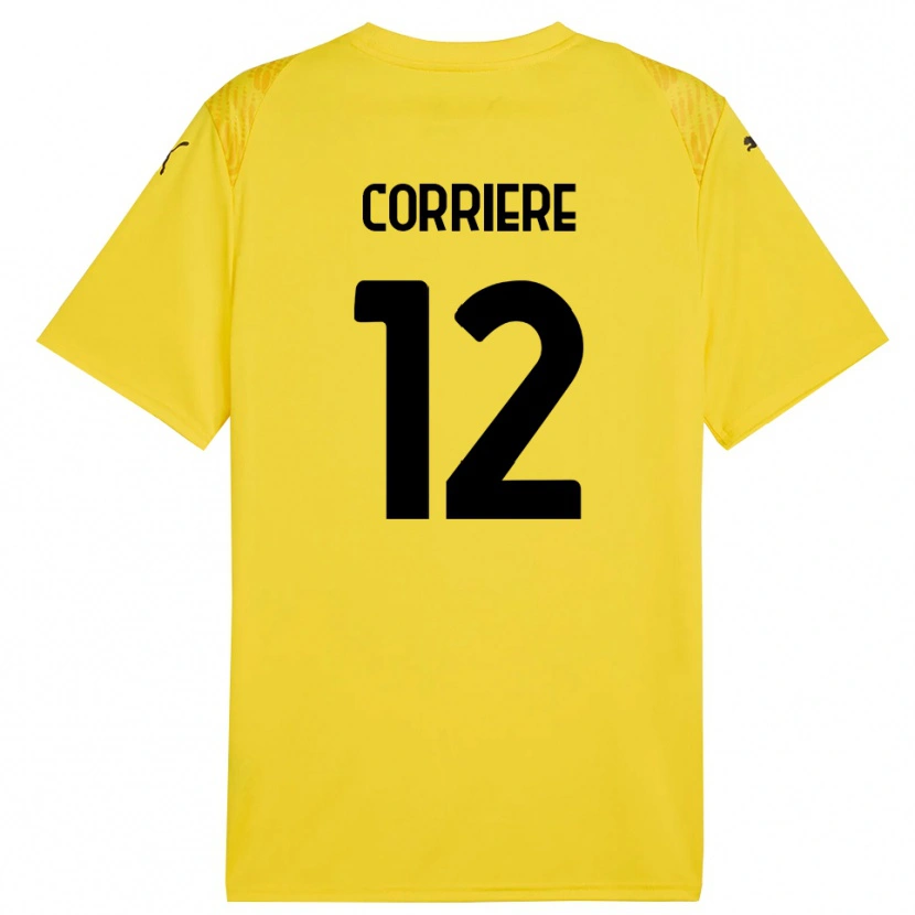 Danxen Niño Camiseta Francesco Corriere #12 Amarillo Negro Portero Equipación 2025/26 La Camisa