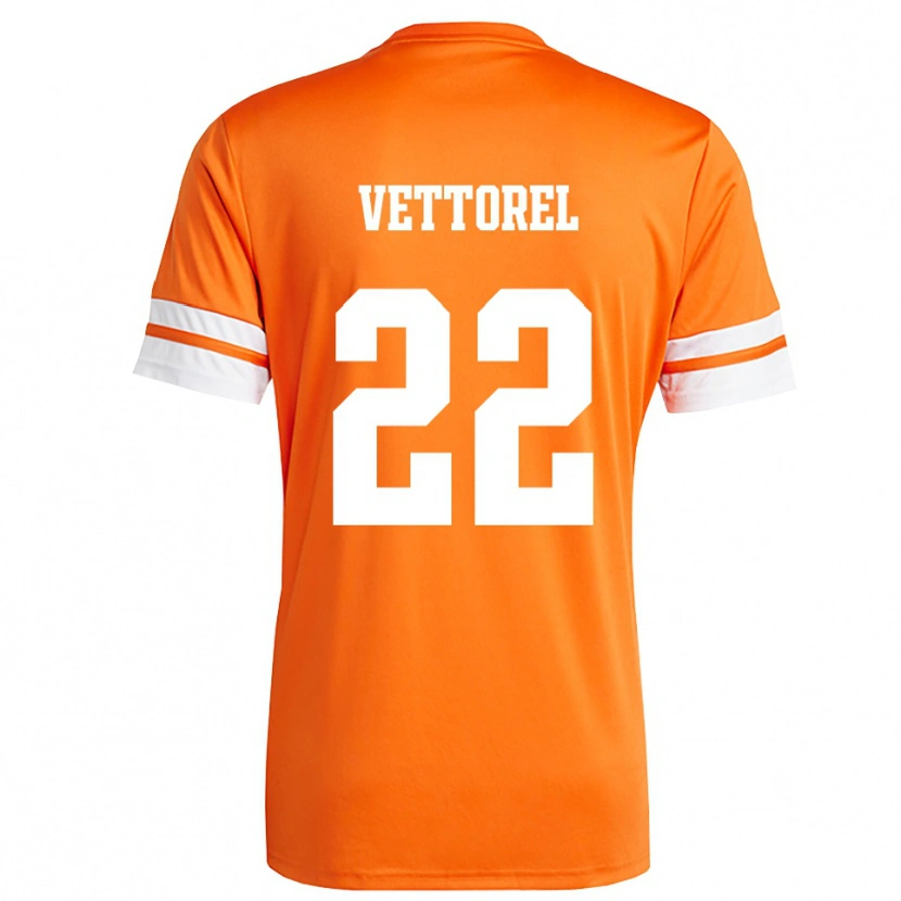 Danxen Niño Camiseta Thomas Vettorel #22 Naranja Blanco Portero Equipación 2025/26 La Camisa