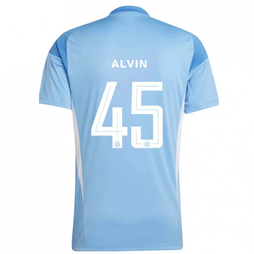 Danxen Niño Camiseta Glenn Alvin #45 Azul Claro Blanco Portero Equipación 2025/26 La Camisa