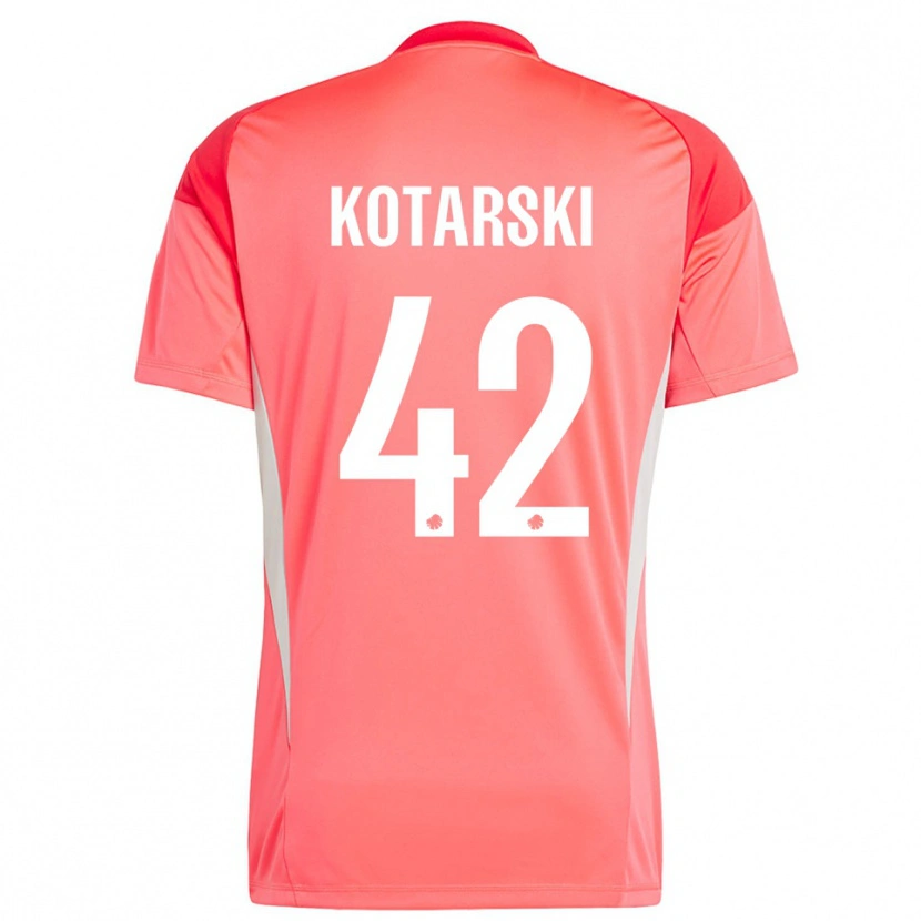 Danxen Niño Camiseta Dominik Kotarski #42 Rojo Blanco Portero Equipación 2025/26 La Camisa