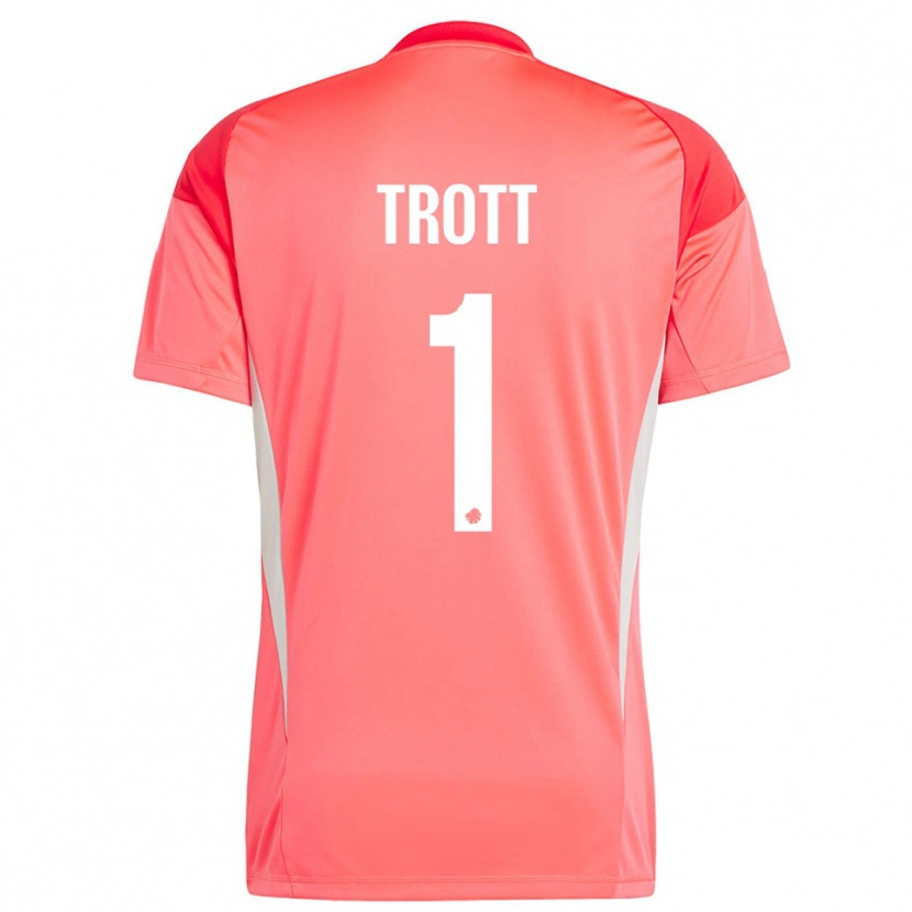 Danxen Niño Camiseta Nathan Trott #1 Rojo Blanco Portero Equipación 2025/26 La Camisa
