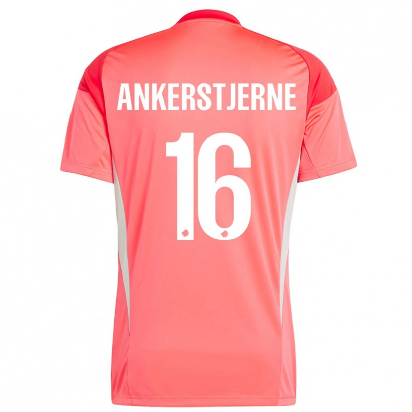 Danxen Niño Camiseta Ida Ankerstjerne #16 Rojo Blanco Portero Equipación 2025/26 La Camisa