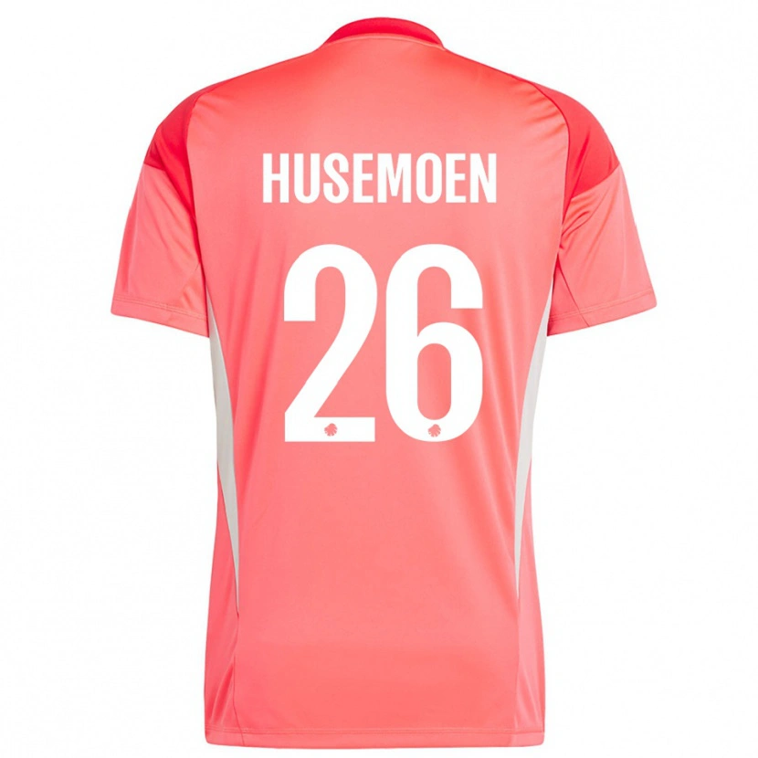 Danxen Niño Camiseta Astrid Husemoen #26 Rojo Blanco Portero Equipación 2025/26 La Camisa