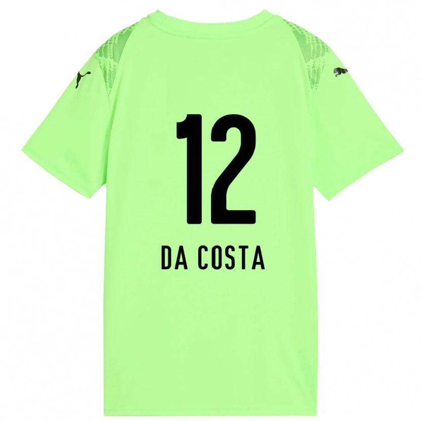 Danxen Niño Camiseta Paulo da Costa #12 Verde Pálido Negro Portero Equipación 2025/26 La Camisa