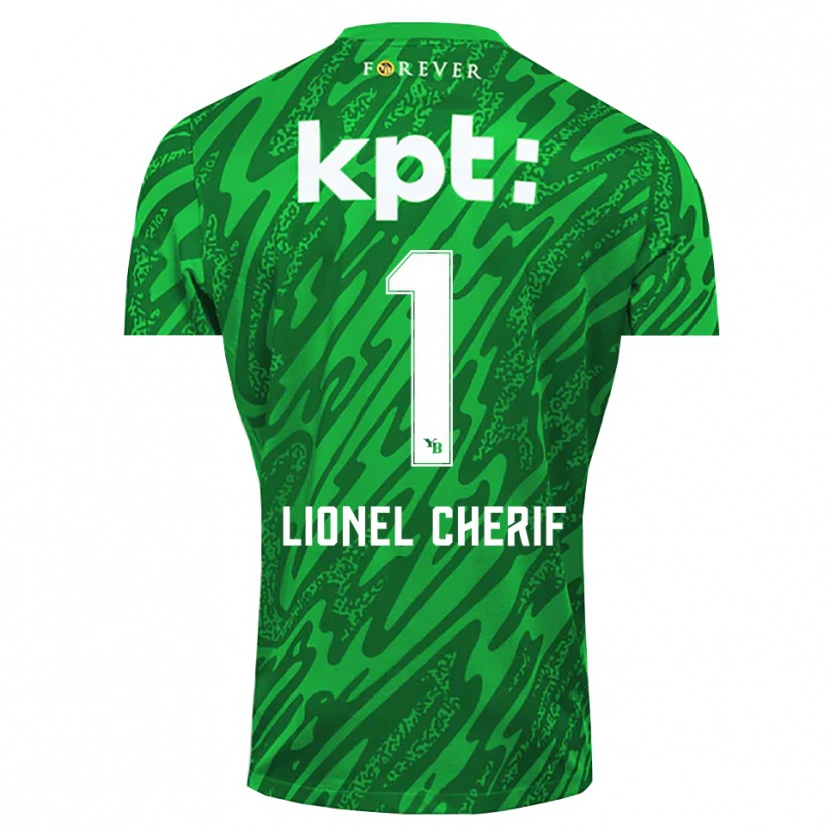 Danxen Niño Camiseta Kader Cherif #1 Verde Blanco Portero Equipación 2025/26 La Camisa