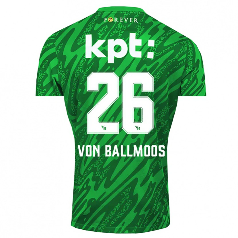 Danxen Niño Camiseta David von Ballmoos #26 Verde Blanco Portero Equipación 2025/26 La Camisa