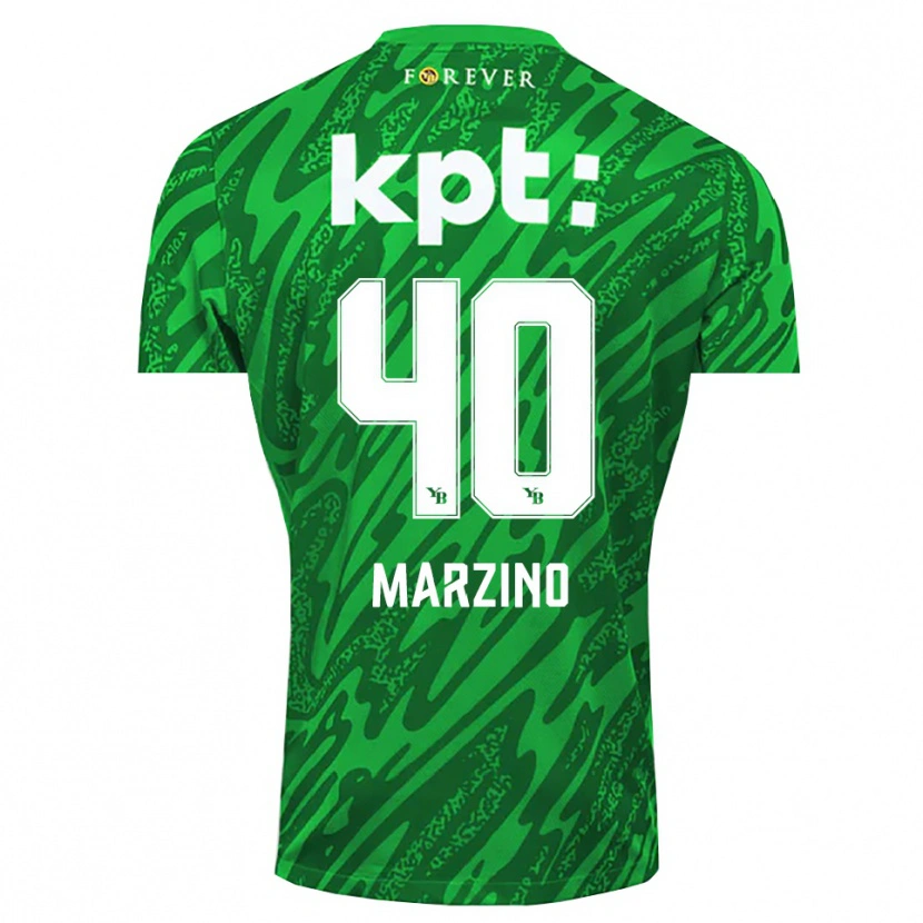 Danxen Niño Camiseta Dario Marzino #40 Verde Blanco Portero Equipación 2025/26 La Camisa