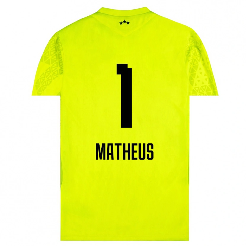 Danxen Niño Camiseta Matheus #1 Verde Amarillo Negro Portero Equipación 2025/26 La Camisa