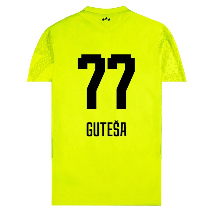 Danxen Niño Camiseta Ivan Guteša #77 Verde Amarillo Negro Portero Equipación 2025/26 La Camisa