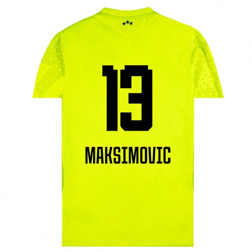 Danxen Niño Camiseta Filip Maksimovic #13 Verde Amarillo Negro Portero Equipación 2025/26 La Camisa