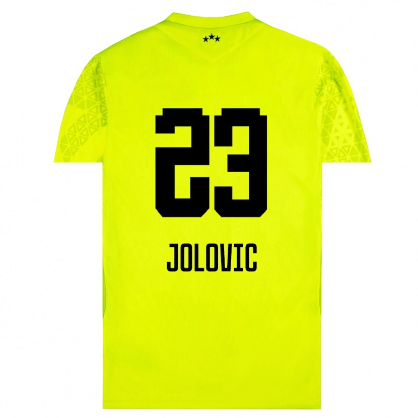 Danxen Niño Camiseta Bogdan Jolovic #23 Verde Amarillo Negro Portero Equipación 2025/26 La Camisa