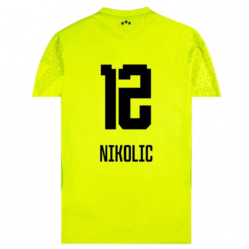 Danxen Niño Camiseta Uros Nikolic #12 Verde Amarillo Negro Portero Equipación 2025/26 La Camisa