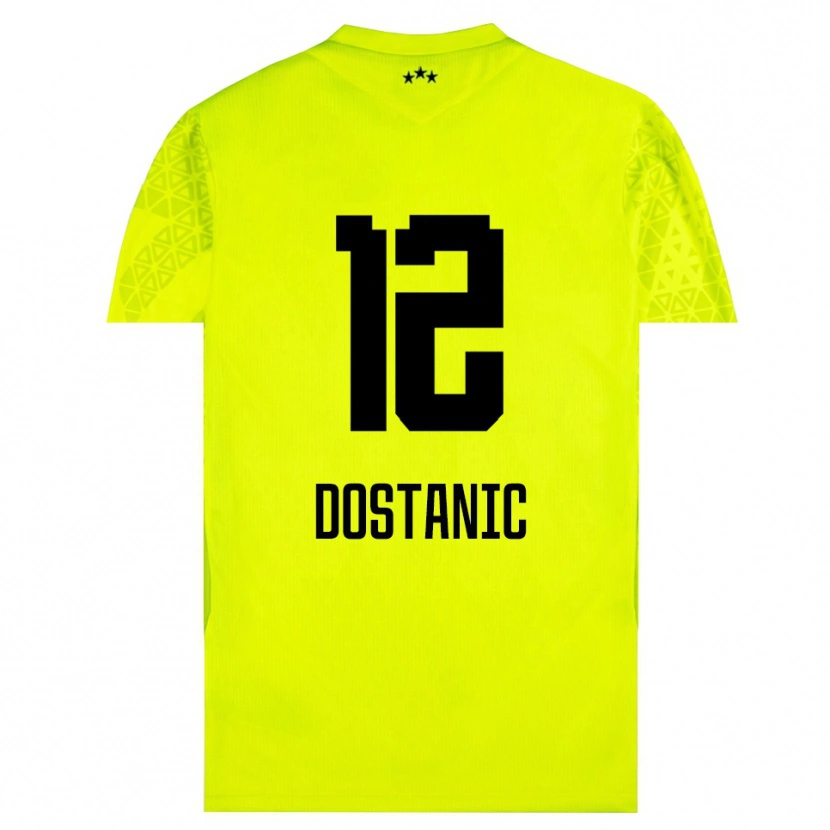 Danxen Niño Camiseta Filip Dostanic #12 Verde Amarillo Negro Portero Equipación 2025/26 La Camisa