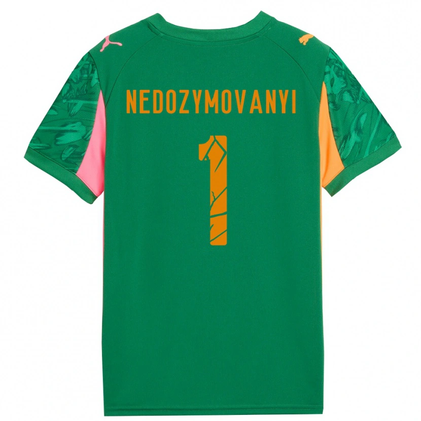 Danxen Niño Camiseta Artem Nedozymovanyi #1 Verde Naranja Rosa Portero Equipación 2025/26 La Camisa