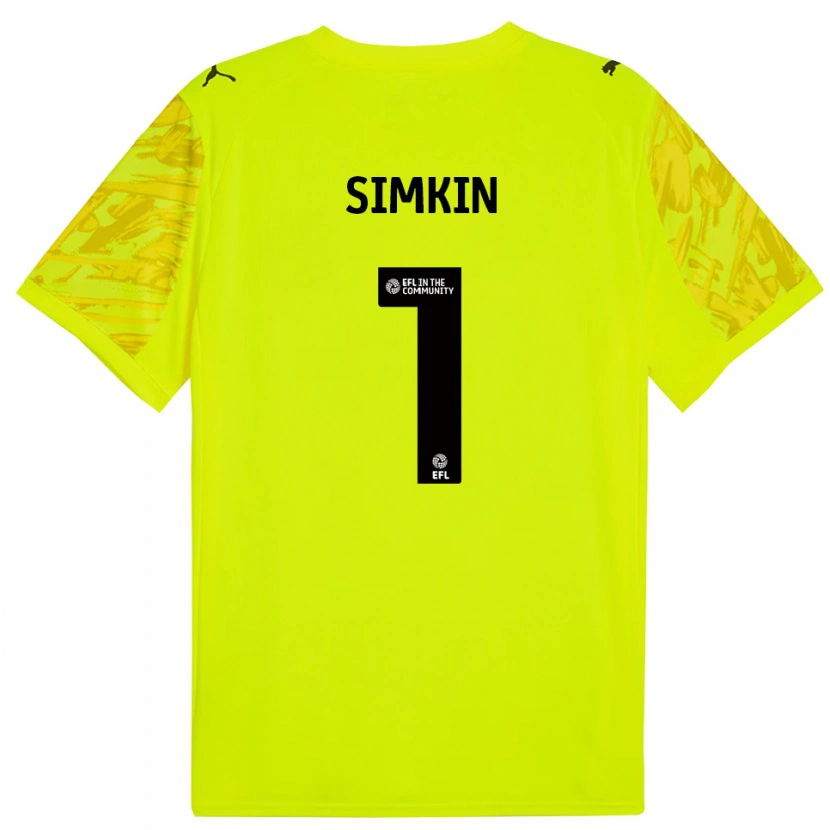 Danxen Niño Camiseta Tommy Simkin #1 Verde Fluorescente Portero Equipación 2025/26 La Camisa